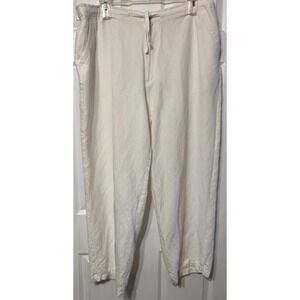 Cubavera Mens XXL Off White Linen Blend Drawstring Relaxed Summer Beach Pants